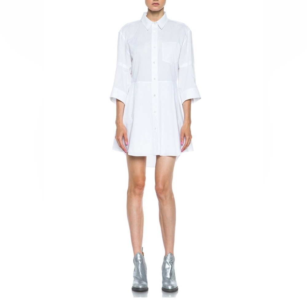 Acne White Mini Dress Bell Sleeve Resort Wear